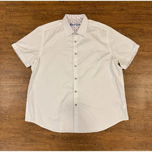 Robert Graham White Classic Fit Geometric Short Sleeve Button Up Shirt Men's 3XL - Picture 2 of 7